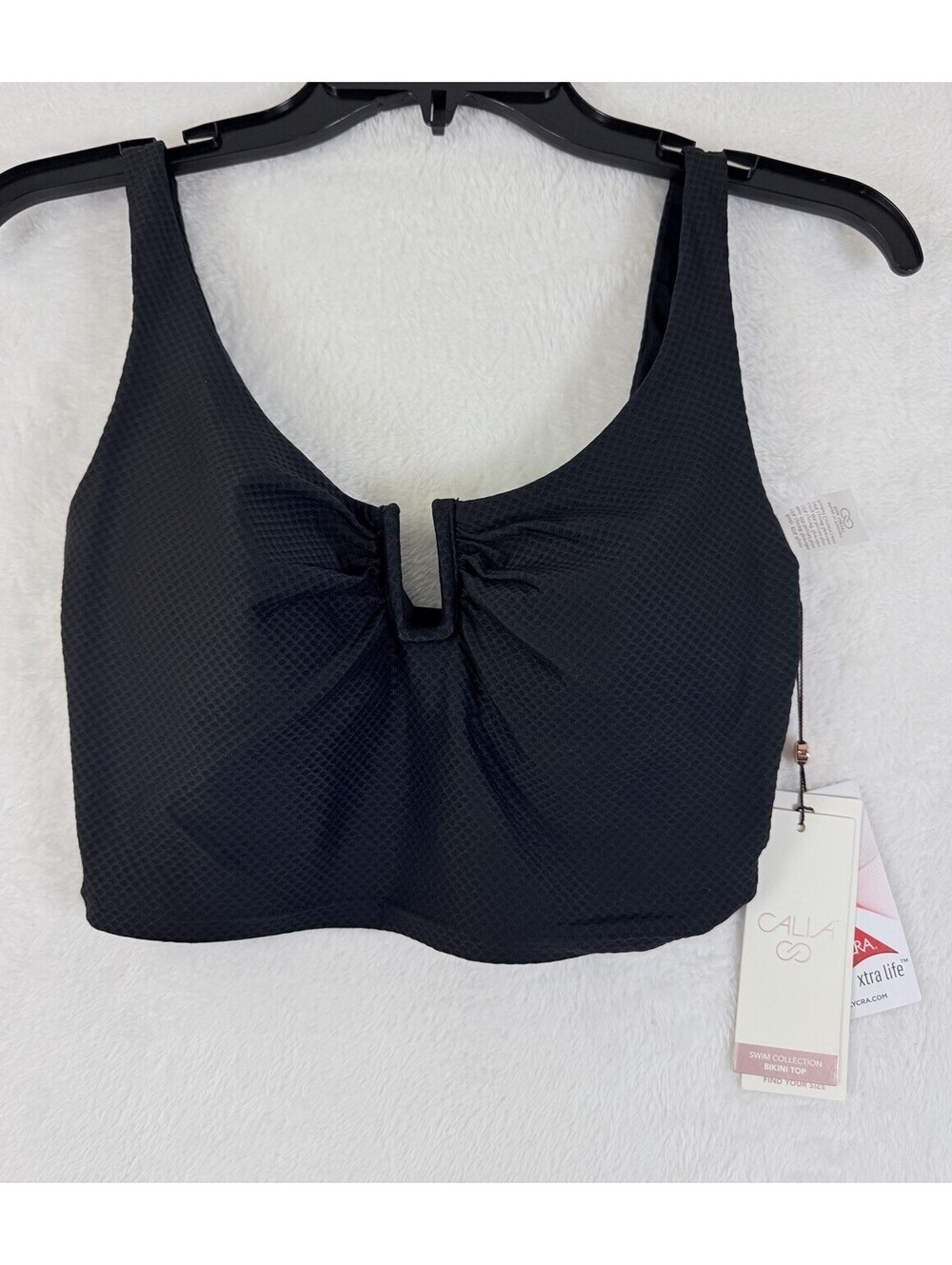 Calia Swim Top Small Longline Bikini Black U Bar Swimwear Womens New NWT